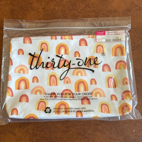 Thirty-one Zipper Pouch in Boho Rainbow pattern - Picture 2 of 4